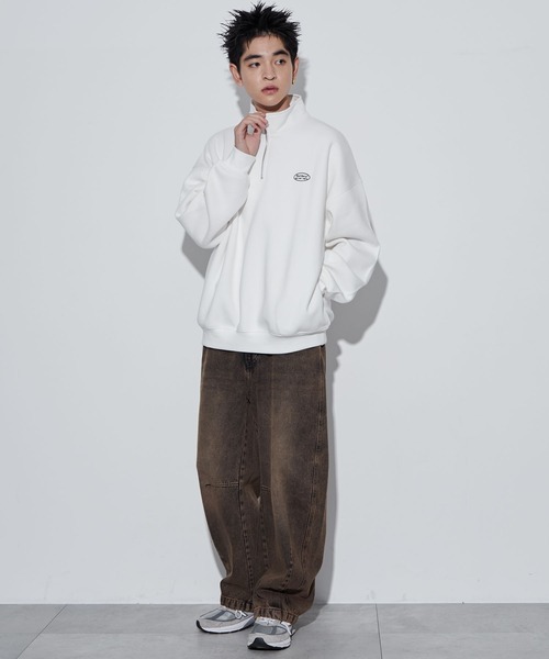 WEGO(ウィゴー)の「WEGO/ワンポイントハーフジッププルオーバー(スウェット・メンズ・ブラック/アッシュグレー/ホワイト・MEDIUM/LARGE)」の14枚目の写真