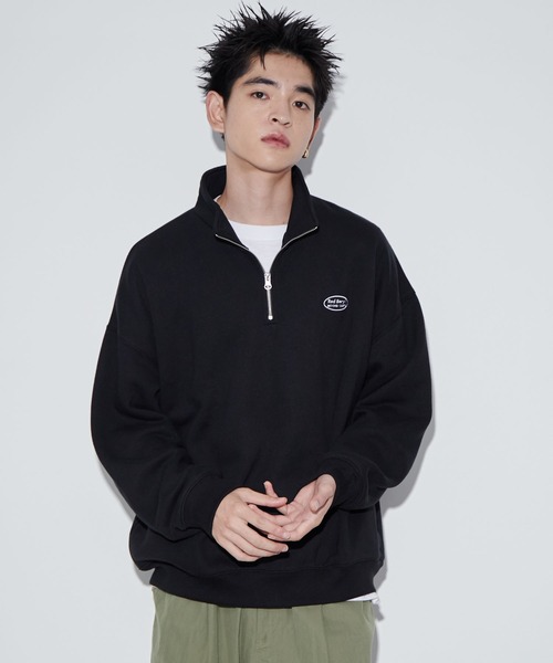 WEGO(ウィゴー)の「WEGO/ワンポイントハーフジッププルオーバー(スウェット・メンズ・ブラック/アッシュグレー/ホワイト・MEDIUM/LARGE)」の17枚目の写真