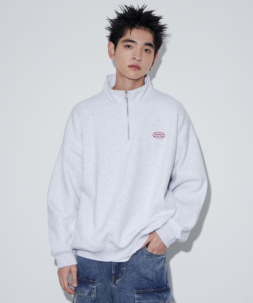 WEGO(ウィゴー)の「WEGO/ワンポイントハーフジッププルオーバー(スウェット・メンズ・ブラック/アッシュグレー/ホワイト・MEDIUM/LARGE)」の5枚目の写真