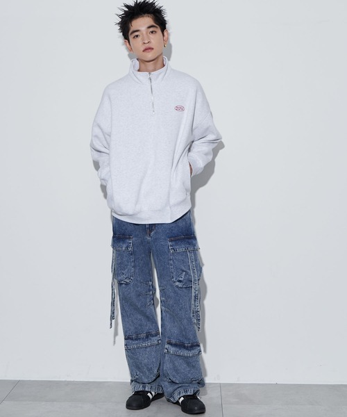 WEGO(ウィゴー)の「WEGO/ワンポイントハーフジッププルオーバー(スウェット・メンズ・ブラック/アッシュグレー/ホワイト・MEDIUM/LARGE)」の7枚目の写真