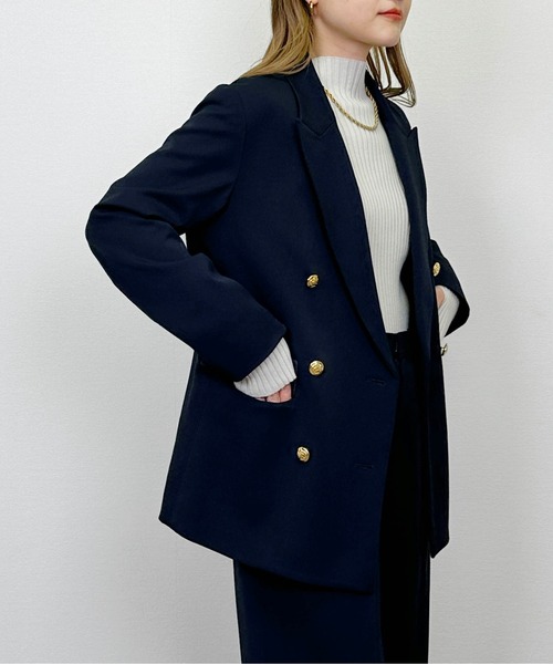 PICCIN(ピッチン)の「【セットアップ可能】ツイルストレッチダブルジャケット(スーツジャケット・レディース・ネイビー/グレー・M)」の5枚目の写真