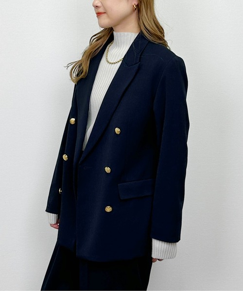 PICCIN(ピッチン)の「【セットアップ可能】ツイルストレッチダブルジャケット(スーツジャケット・レディース・ネイビー/グレー・M)」の7枚目の写真