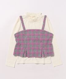 チェックビスチェドッキングTシャツ(110～140)