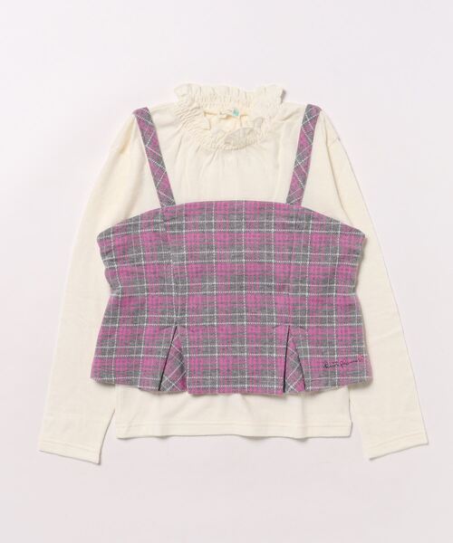 【セール】チェックビスチェドッキングTシャツ(110~140)(Tシャツ/カットソー)|KP(ケーピー)