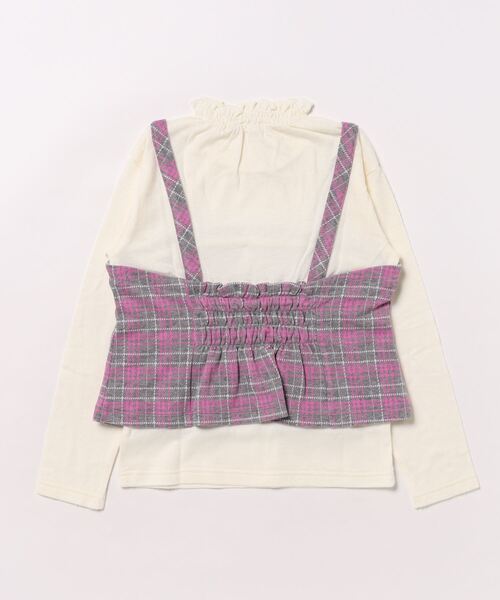 KP（ケーピー）の「チェックビスチェドッキングTシャツ(110～140)（Tシャツ/カットソー・キッズ・ブラック/オフホワイト・110cm/120cm/130cm/140cm）」の3枚目の写真