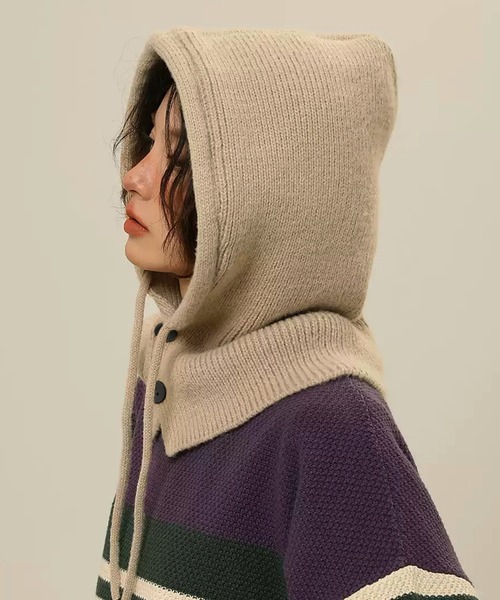 SAISON DE PAPILLON(セゾンドパピヨン)の「2wayニットフードウォーマー(マフラー・レディース・アイボリー/ブラック/ベージュ/チャコール・フリー)」の1枚目の写真