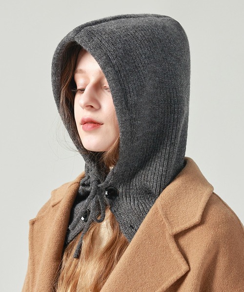 SAISON DE PAPILLON(セゾンドパピヨン)の「2wayニットフードウォーマー(マフラー・レディース・アイボリー/ブラック/ベージュ/チャコール・フリー)」の4枚目の写真