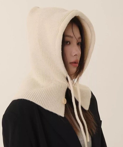 SAISON DE PAPILLON(セゾンドパピヨン)の「2wayニットフードウォーマー(マフラー・レディース・アイボリー/ブラック/ベージュ/チャコール・フリー)」の2枚目の写真