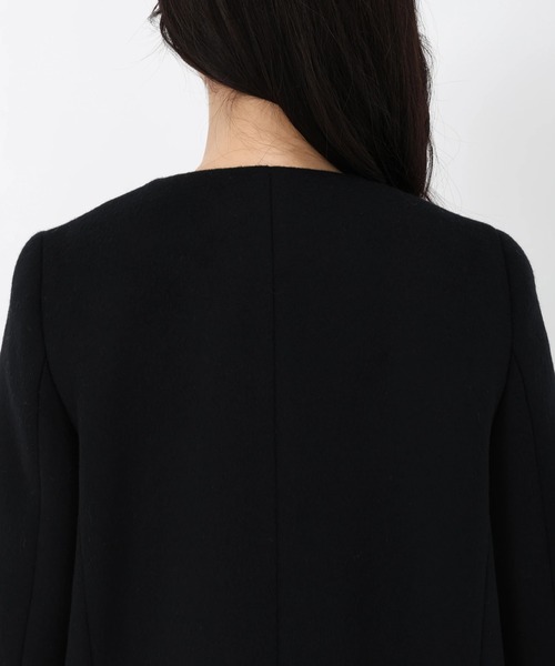 STRAWBERRY-FIELDS（ストロベリーフィールズ）の「ノーカラーミディコート（ノーカラーコート・レディース・ライトベージュ/ブラック/イエロー系その他/ライトグレー・2）」の7枚目の写真