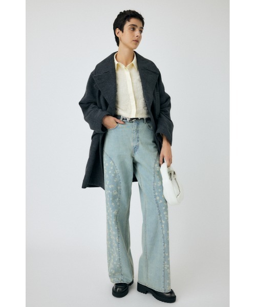 MOUSSY FLORAL WIDE ストレートデニム size2 MOUSSY | PAINTER WIDE ストレートデニム (ワイド ) |SHEL'TTER
