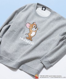【TOM AND JERRY/トムとジェリー】オリジナルデザイン 裏起毛クルーネックスウェット ジェリー タフィー マッスル