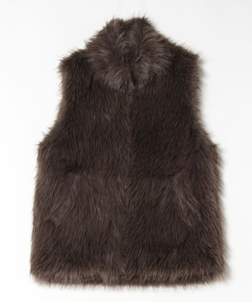 ベスト ジレ 「vieux by MAISON BREEZE」フェイクファー スタンドカラーベスト Fake fur Stand collar ves vieux by MAISON BREEZE ベスト ジレ 「vieux BREEZE」フェイク