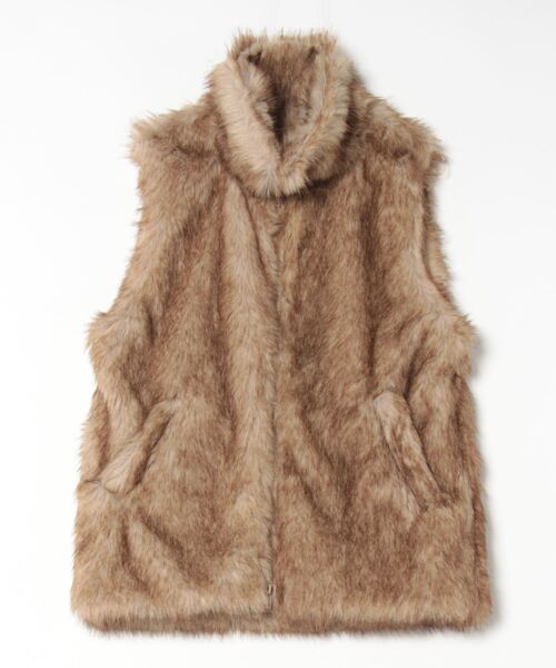 ベスト ジレ 「vieux by MAISON BREEZE」フェイクファー スタンドカラーベスト Fake fur Stand collar ves vieux by MAISON BREEZE ベスト ジレ 「vieux BREEZE」フェイク