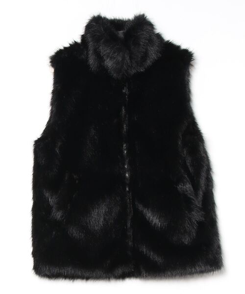 ベスト ジレ 「vieux by MAISON BREEZE」フェイクファー スタンドカラーベスト Fake fur Stand collar ves vieux by MAISON BREEZE ベスト ジレ 「vieux BREEZE」フェイク