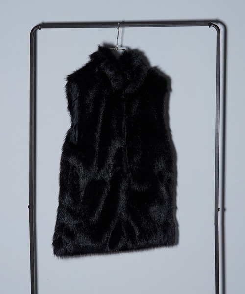 ベスト ジレ 「vieux by MAISON BREEZE」フェイクファー スタンドカラーベスト Fake fur Stand collar ves セール】【vieux by MAISON BREEZE】フェイクファー スタンド