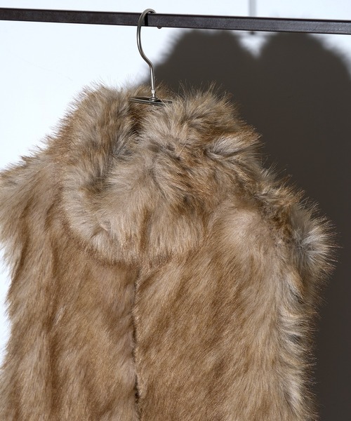 ベスト ジレ 「vieux by MAISON BREEZE」フェイクファー スタンドカラーベスト Fake fur Stand collar ves vieux by MAISON BREEZE ベスト ジレ 「vieux BREEZE」フェイク