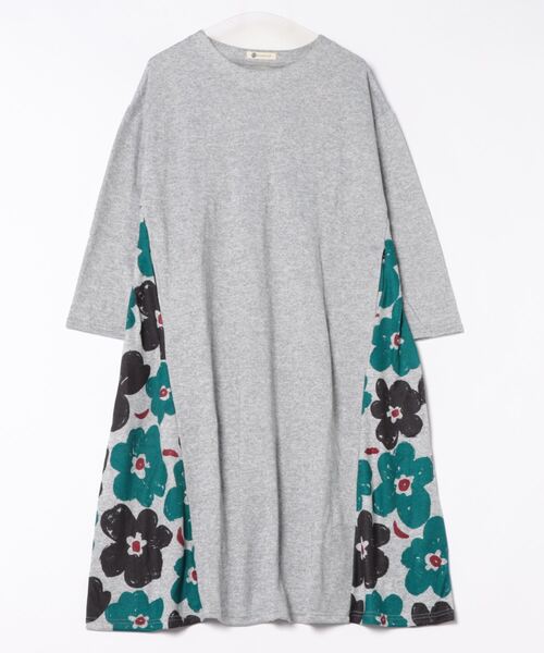 【セール】(BD)【BARNDOOR】北欧風 ボタニカル ニットライク 切り替え フレアー ワンピース（ワンピース）｜BARNDOOR（バーンドア）