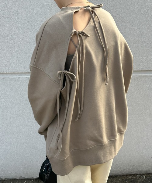 select MOCA（セレクトモカ）の「バックリボンスウェットトップス（スウェット・レディース・ベージュ/ブラック・FREE）」の22枚目の写真