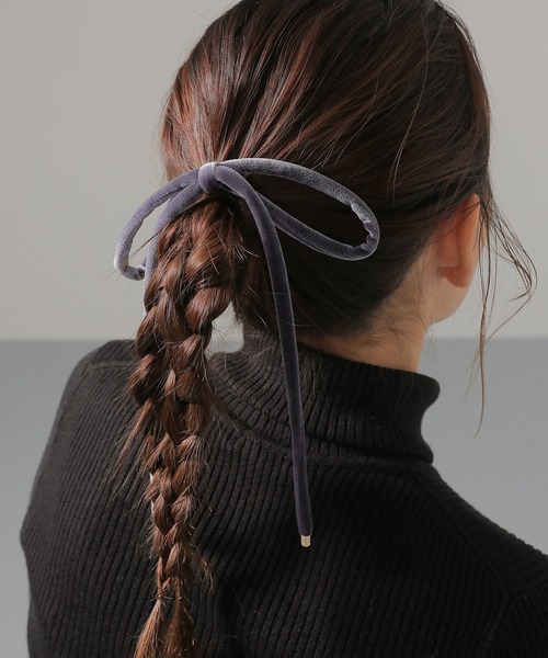 Monocoro toppi（モノコロトッピ）の「ベロア ビックタイトリボン ヘアカフ ヘアゴム（その他ヘアアクセサリー・レディース・ブラウン/アイボリー/ブラック/グレー・フリー）」の12枚目の写真