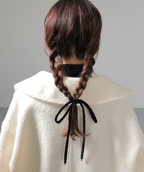 Monocoro toppi（モノコロトッピ）の「ベロア ビックタイトリボン ヘアカフ ヘアゴム（その他ヘアアクセサリー・レディース・ブラウン/アイボリー/ブラック/グレー・フリー）」の10枚目の写真
