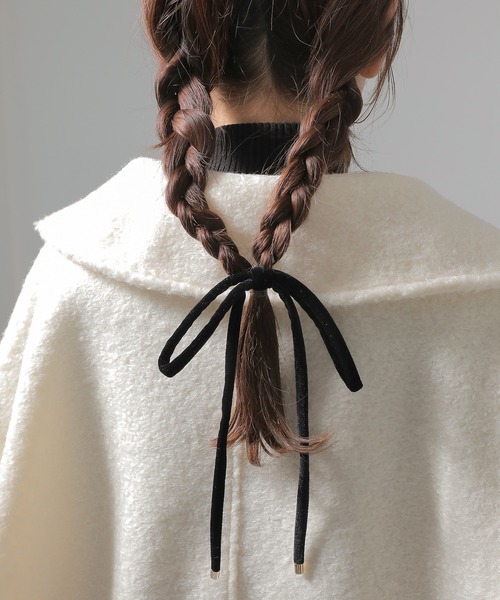 Monocoro toppi（モノコロトッピ）の「ベロア ビックタイトリボン ヘアカフ ヘアゴム（その他ヘアアクセサリー・レディース・ブラウン/アイボリー/ブラック/グレー・フリー）」の8枚目の写真