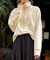 《セットアップ対応》裏毛ハーフジッププルオーバーカットソー