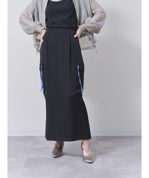 DOLLUPOOPS（ドールアップウップス）の「配色テープミリタリースカート（スカート・レディース・ブラック/グレー・38）」の2枚目の写真