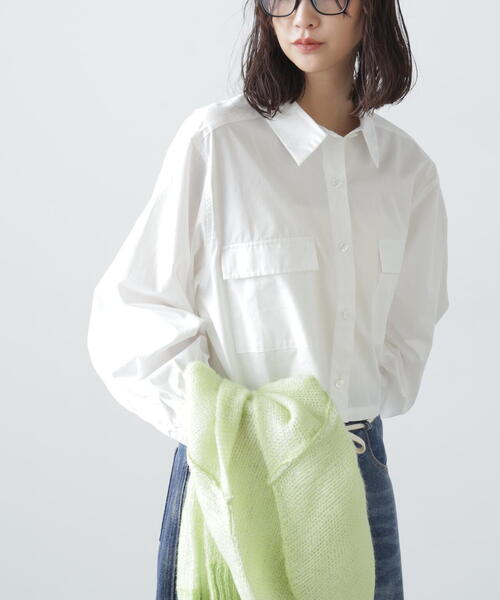 FREE'S MART（フリーズマート）の「ビッグポケットショート丈シャツ（シャツ/ブラウス・レディース・ブルー/ホワイト/ブラウン系その他・FREE）」の2枚目の写真