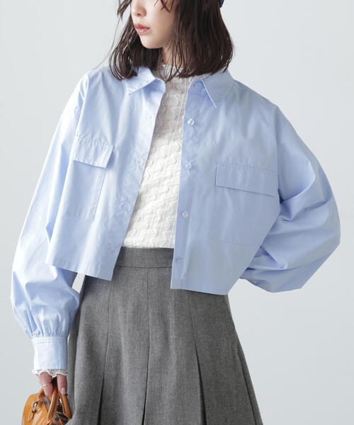 FREE'S MART（フリーズマート）の「ビッグポケットショート丈シャツ（シャツ/ブラウス・レディース・ブルー/ホワイト/ブラウン系その他・FREE）」の3枚目の写真