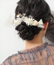 Kana（カナ）の「ドライフラワー バラ パール  リボン Uピン 7本セット パーティ ヘアアレンジ 結婚式 お呼ばれ オケージョン（その他ヘアアクセサリー）」