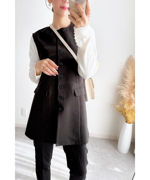 【ZOZO限定】ボタンデザインフレアジレ（ベスト）｜&. NOSTALGIA（アンドドットノスタルジア）