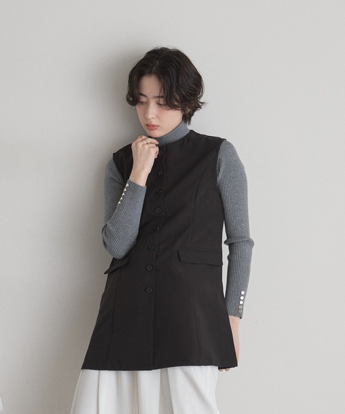 セール】【ZOZO限定】ボタンデザインフレアジレ（ベスト