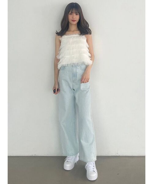 今季 完売品 MERCURYDUO マーキュリーデュオ パールデニムパンツ S パールデニムパンツ（デニムパンツ）｜MERCURYDUO（マーキュリー
