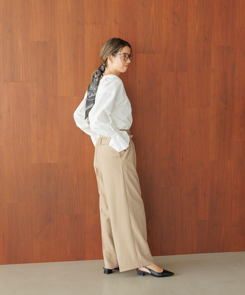 BAYFLOW（ベイフロー）の「[オケージョン・セレモニー対応]キャンディースリーブブラウス（シャツ/ブラウス・レディース・サックスブルー/オフホワイト・FREE）」の4枚目の写真