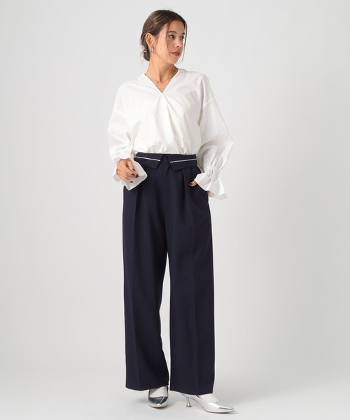 BAYFLOW（ベイフロー）の「[オケージョン・セレモニー対応]キャンディースリーブブラウス（シャツ/ブラウス・レディース・サックスブルー/オフホワイト・FREE）」の15枚目の写真