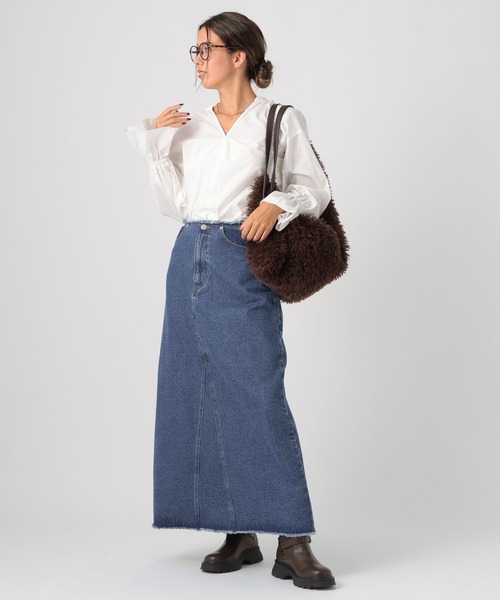 BAYFLOW（ベイフロー）の「[オケージョン・セレモニー対応]キャンディースリーブブラウス（シャツ/ブラウス・レディース・サックスブルー/オフホワイト・FREE）」の19枚目の写真