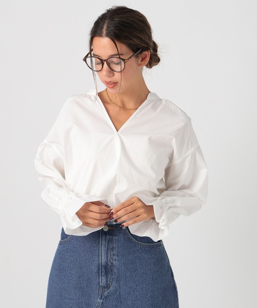 BAYFLOW（ベイフロー）の「[オケージョン・セレモニー対応]キャンディースリーブブラウス（シャツ/ブラウス・レディース・サックスブルー/オフホワイト・FREE）」の20枚目の写真