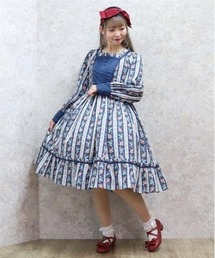 axes femme kawaii | ストライプローズ柄ワンピース(ワンピース)