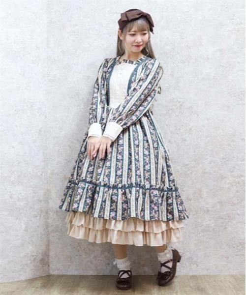 ストライプローズ柄ワンピース ストライプローズ柄ワンピース | レディース服・レディース