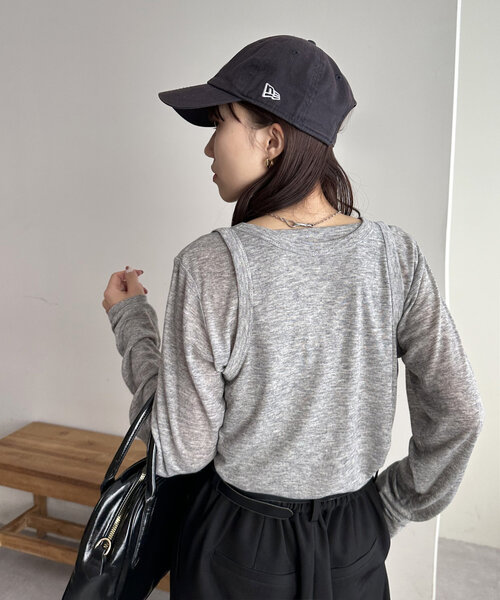 DISCOAT(ディスコート)の「【WEB限定】レイヤードプルオーバー(Tシャツ/カットソー・レディース・アイボリー/チャコールグレー/グレー・MEDIUM)」の17枚目の写真