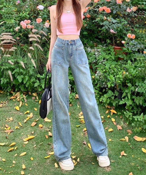 aimoha(アイモハ)の「ヴィンテージ風ウォッシュワイドデニムパンツ(デニムパンツ・レディース・ブルー・LARGE/MEDIUM/SMALL/X-SMALL)」の12枚目の写真