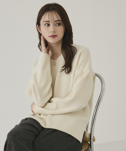Jayro(ジャイロ)の「Vネックニットトップス(ニット/セーター・レディース・レッド/ホワイト系その他/グレー/ブルー系その他5/ブラック・FREE)」の10枚目の写真
