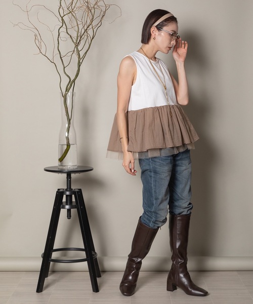 異素材切替タンク×シアーブルソン SET（その他トップス）｜lodie（ロディ）