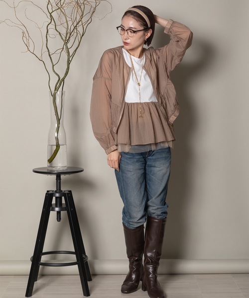 異素材切替タンク×シアーブルソン SET（その他トップス）｜lodie（ロディ）