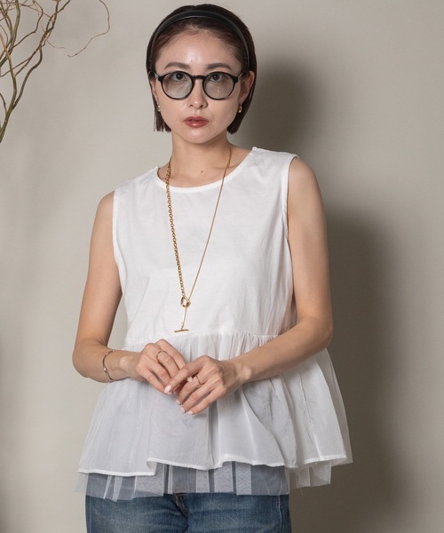 異素材切替タンク×シアーブルソン SET（その他トップス）｜lodie（ロディ）