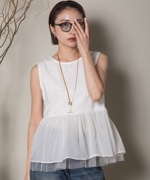 異素材切替タンク×シアーブルソン SET（その他トップス）｜lodie（ロディ）