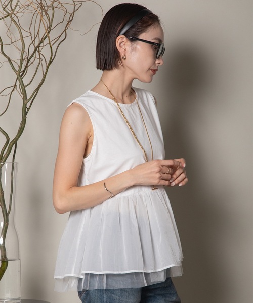 異素材切替タンク×シアーブルソン SET（その他トップス）｜lodie（ロディ）