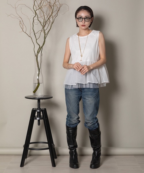 異素材切替タンク×シアーブルソン SET（その他トップス）｜lodie（ロディ）