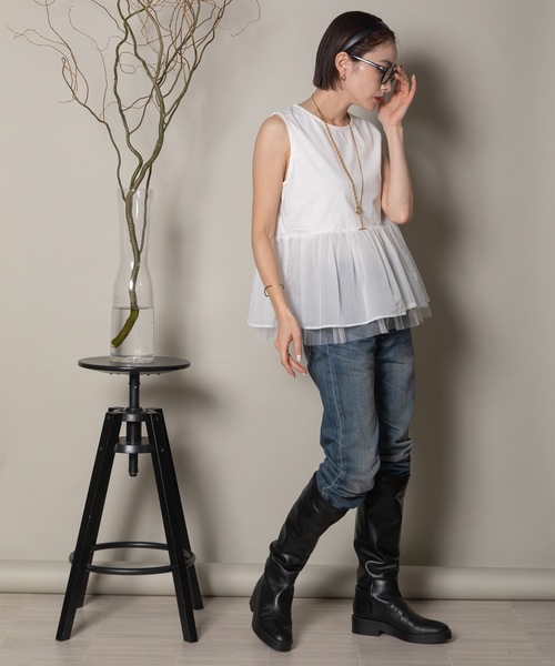 異素材切替タンク×シアーブルソン SET（その他トップス）｜lodie（ロディ）