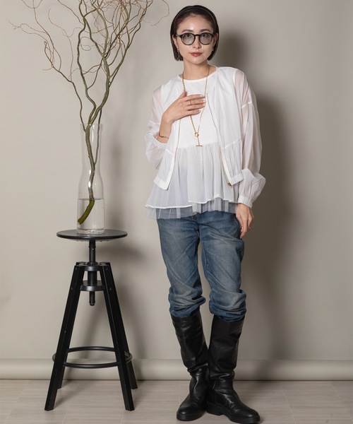 異素材切替タンク×シアーブルソン SET（その他トップス）｜lodie（ロディ）